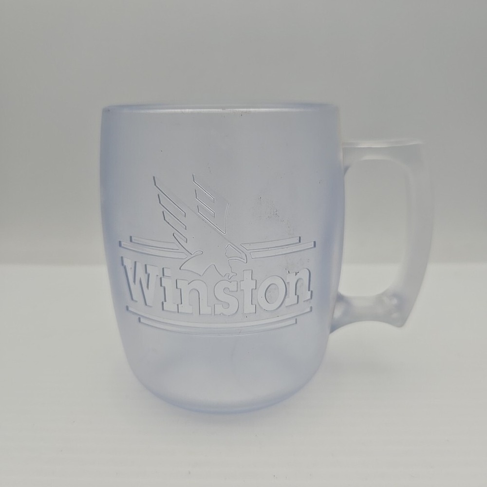 Winston Cigarette Hard Plastic Frosted Coffee Beer Mug Vintage Advertising USA